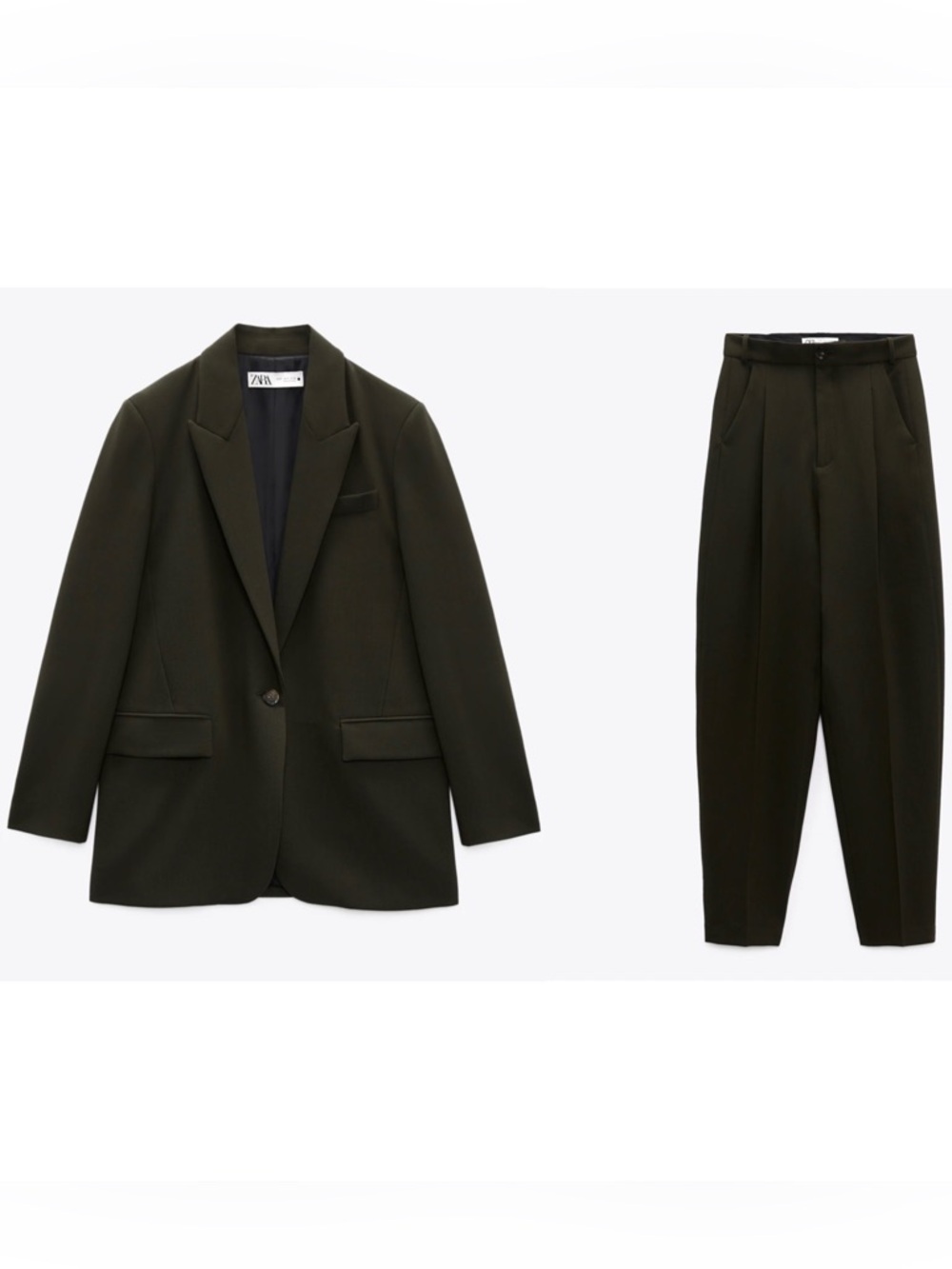 Zara Men's 2-Piece Suit Size XXL Dark Olive Green Pants NWT Blazer Jacket